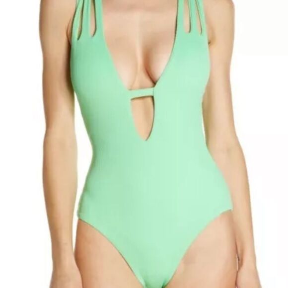 NWT Becca Fine Line Rib Skylar Plunge One Piece size Small - Picture 3 of 6
